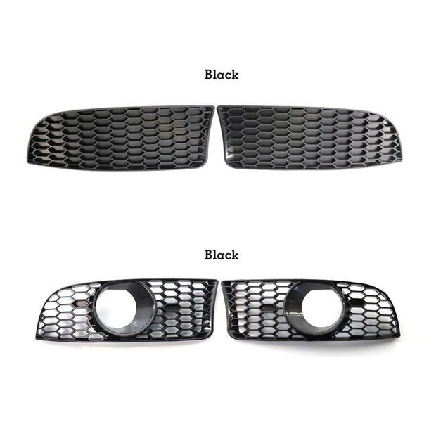 1 Pair M3 Style Car Front Bumper Lower Fog Light Lamps Grilles Grille Replacement, Compatible With BMW 3 Series E90 E91 E92 E93 2006-2011(No holes)